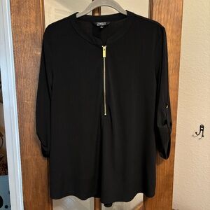 Company Ellen Tracy Black Top with Gold Zipper, Size L